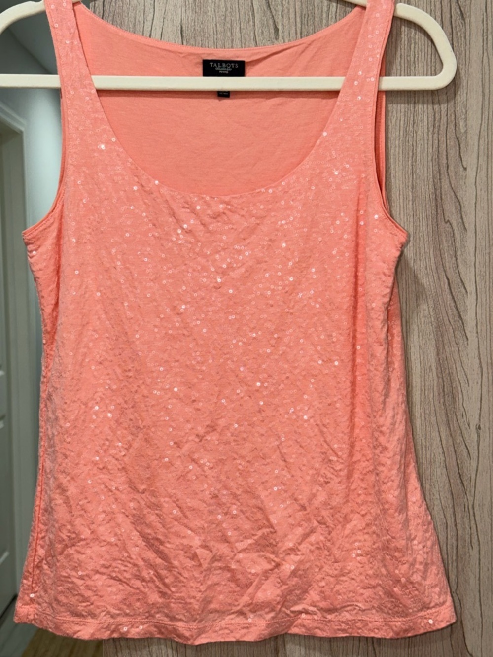 Talbots Petite Coral Sequin Tank Top‎ Size S